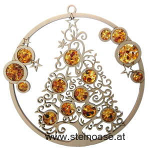 Fensterbild Suncatcher Bernstein - WEIHNACHTSBAUM / CHRISTBAUM Ø 11cm